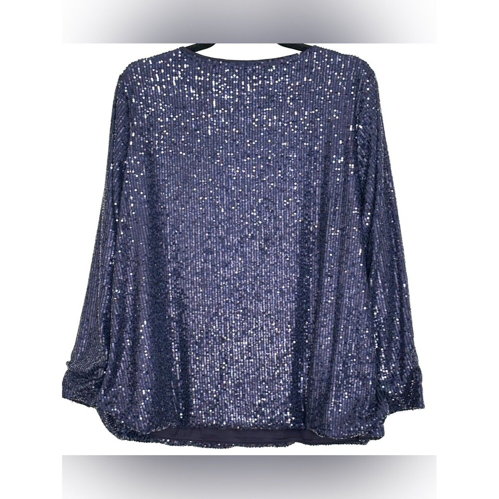 Talbots Allover Sequin Long Sleeve Top Navy Size 1XP - Picture 2 of 4